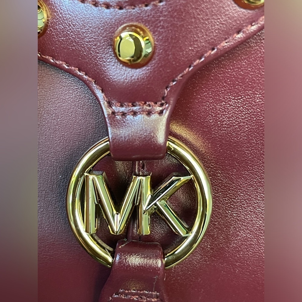 MICHAEL KORS BOOTS,Michael Kors Burgundy Ankle Boots with Gold Details - Picture 10 of 15